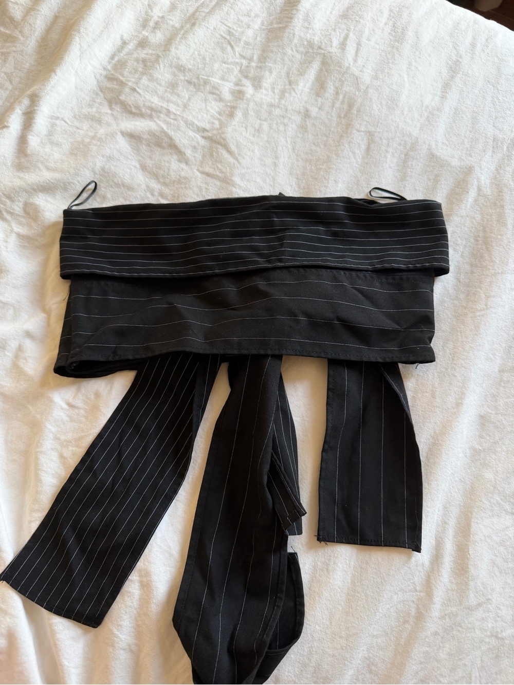 Zara Black Pinstripe Bandeau Top